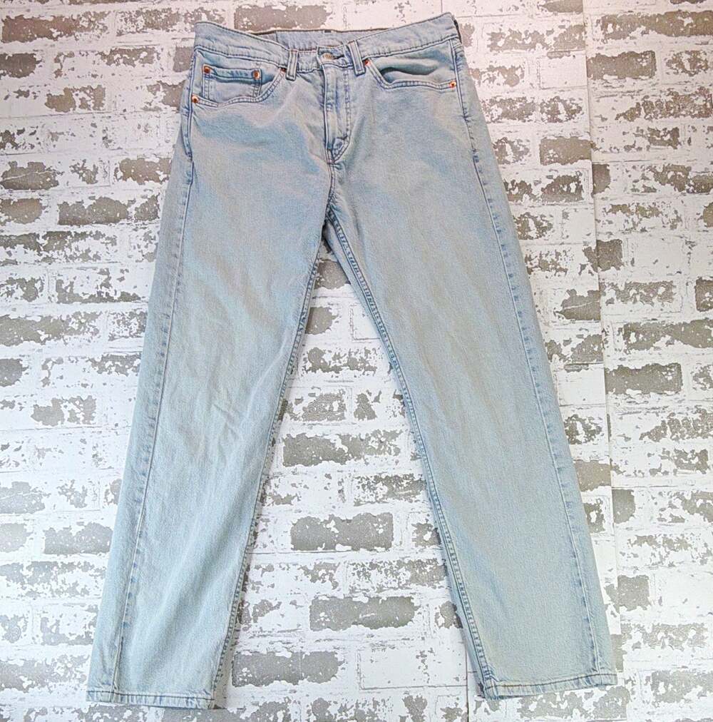 Levi's 505 Jeans Mens 32x32 Light Wash Blue Straight Leg Stretch Denim 5-Pkt